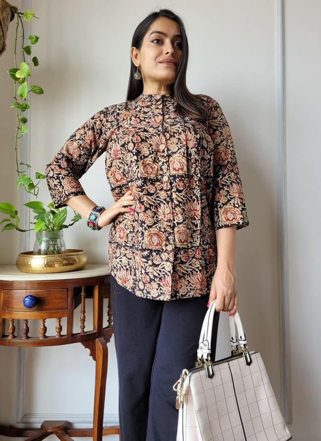 Cotton Multi Colour Casual Wear Printed Readymade Peplum Top